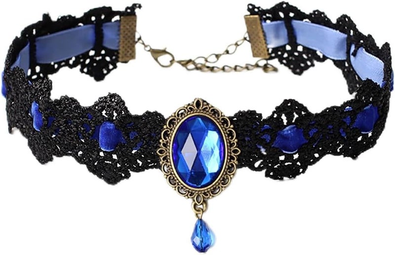 IS4U Gothic Lace Choker Necklace with Vintage Crystal Gems - Vampire Bat Design, Perfect for Halloween, Parties & Costumes - Image 1